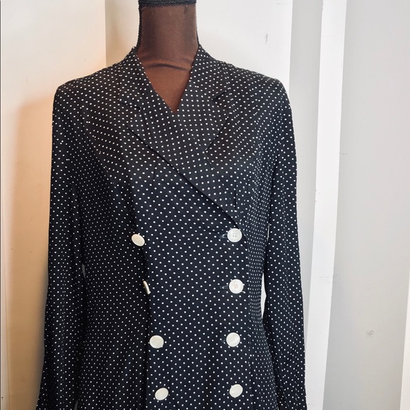 Vintage 1990 Black / white polka dot button dress. - Picture 2 of 8